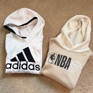 Adidas and NBA Kids White and Cream Hoodies Size 8 Small
